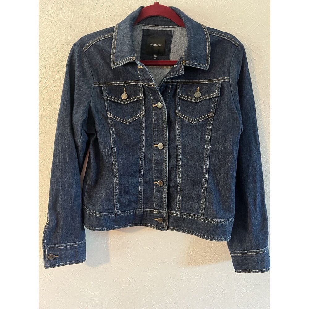 The Limited Jeans Women's Denim Jacket Blue Buttons Size Medium Cropped
